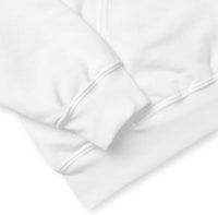 a close up of a white hooded sweatshirt